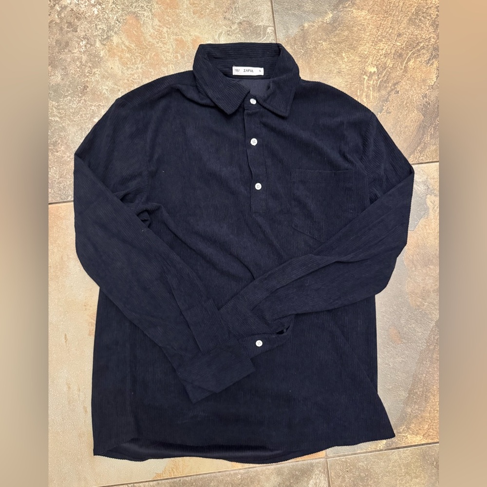 Zaful Men's Navy Casual Button Down Shirt